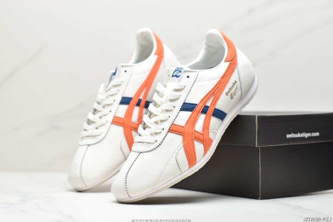 150 鬼塚虎/Onitsuka Tiger Runspark 火星运动系列田径钉复古经典百搭皮革休闲慢跑鞋“皮革米白绿黄LOGO”1183B698-100