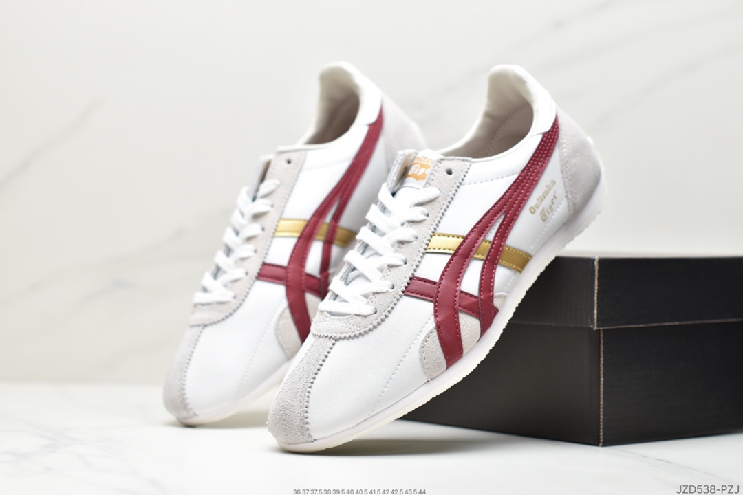 150 鬼塚虎/Onitsuka Tiger Runspark 火星运动系列田径钉复古经典百搭皮革休闲慢跑鞋“皮革米白绿黄LOGO”1183B698-100