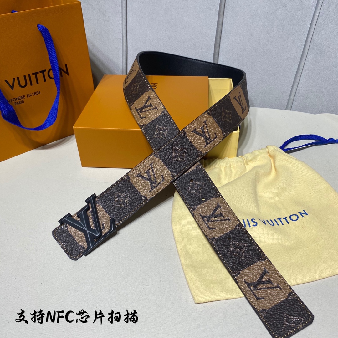 Louis Vuitton Belts Men Calfskin Cowhide