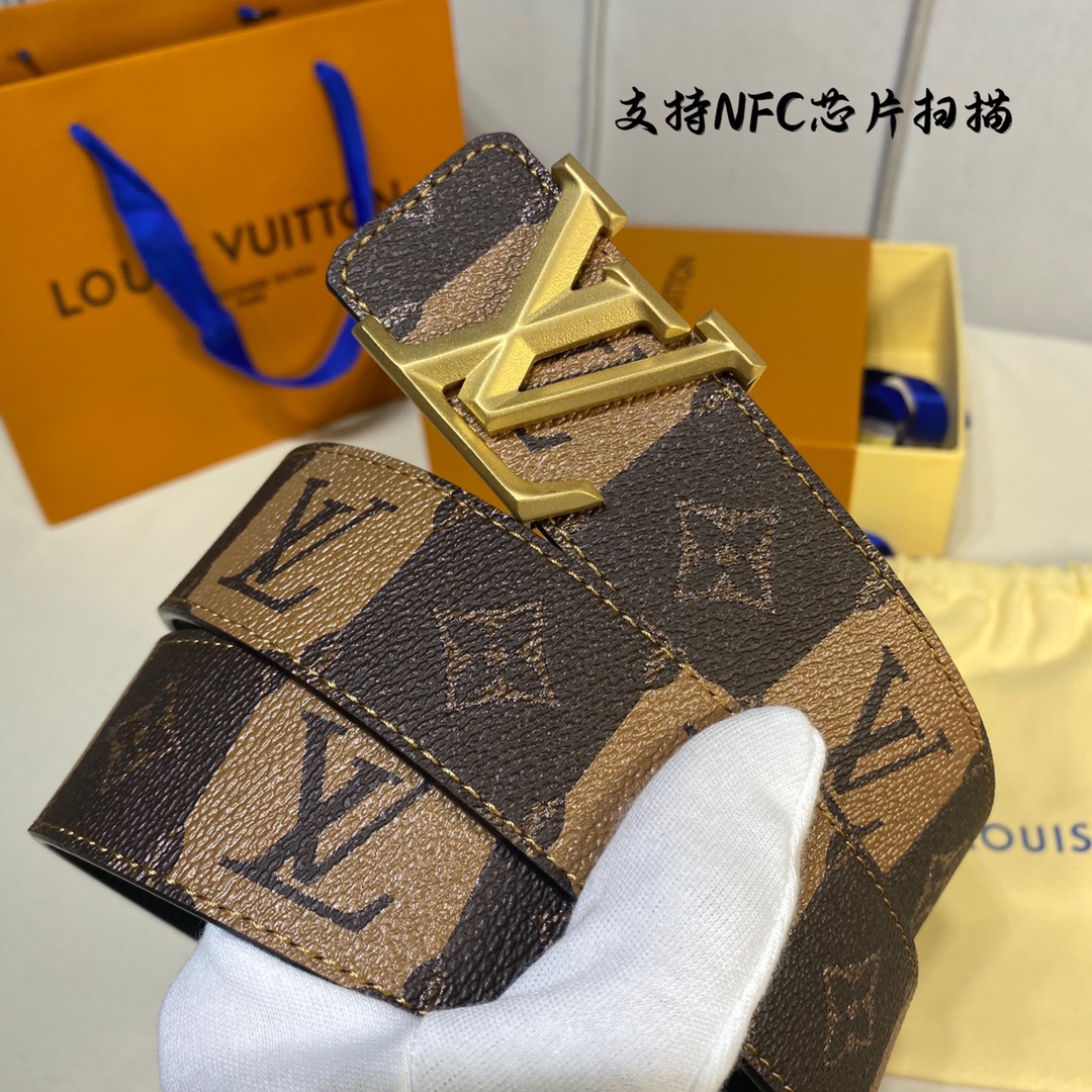 Louis Vuitton Belts Men Calfskin Cowhide