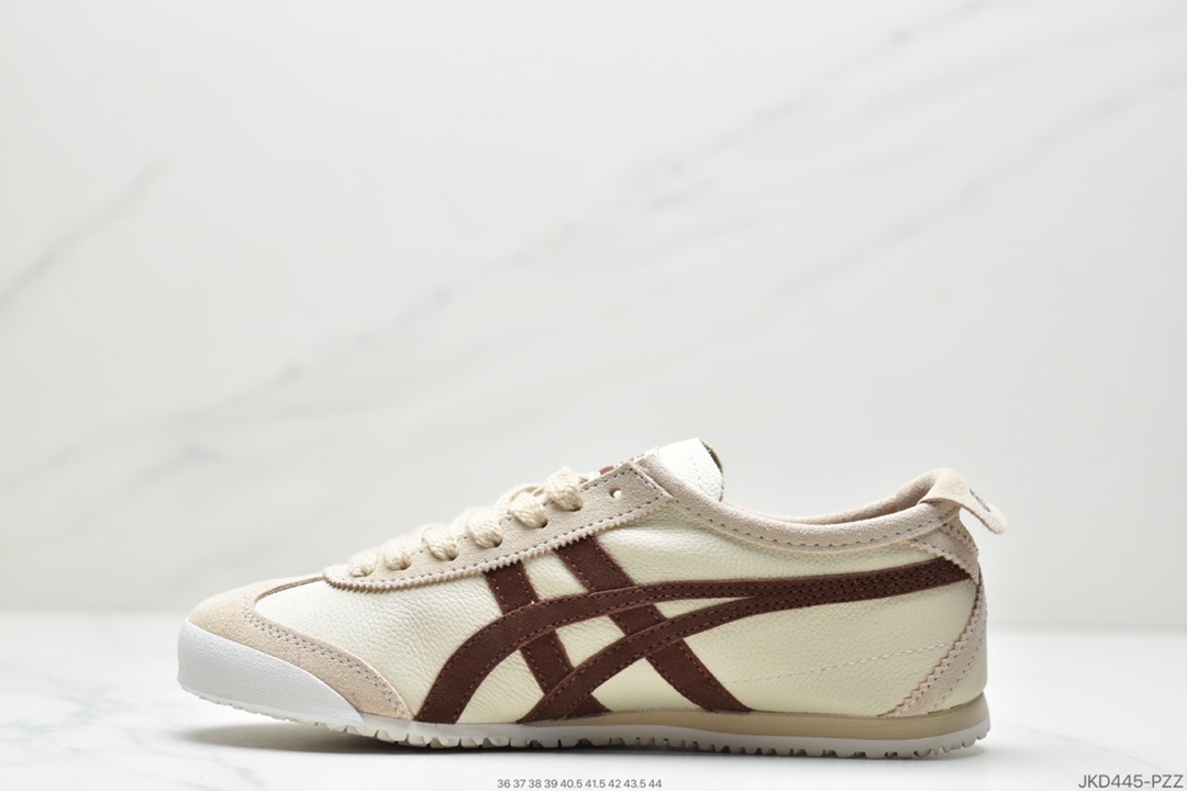 160 Onitsuka Tiger Mexico 66经典慢跑鞋“皮革白白灰黑”1183B815