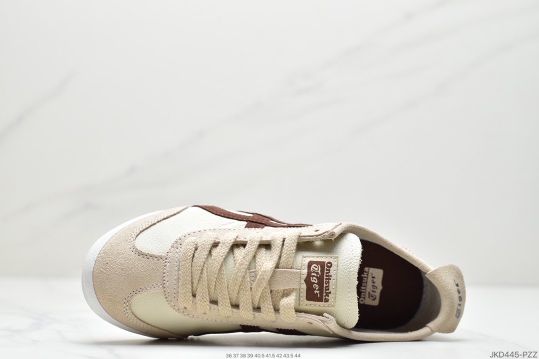 160 Onitsuka Tiger Mexico 66经典慢跑鞋“皮革白白灰黑”1183B815