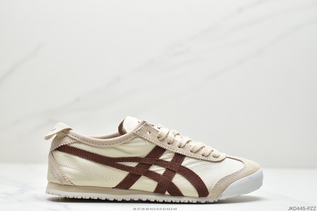 160 Onitsuka Tiger Mexico 66经典慢跑鞋“皮革白白灰黑”1183B815