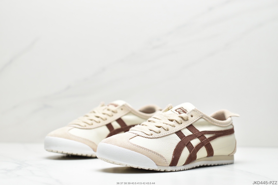 160 Onitsuka Tiger Mexico 66经典慢跑鞋“皮革白白灰黑”1183B815