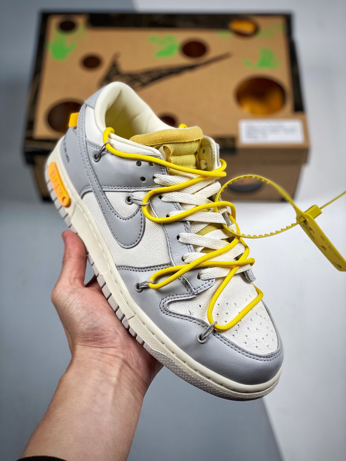 Off-White x Nike Dunk Low NO.29 cordones blancos, broche amarillo, calidad pura original de fábrica, nivel de zapatos d…