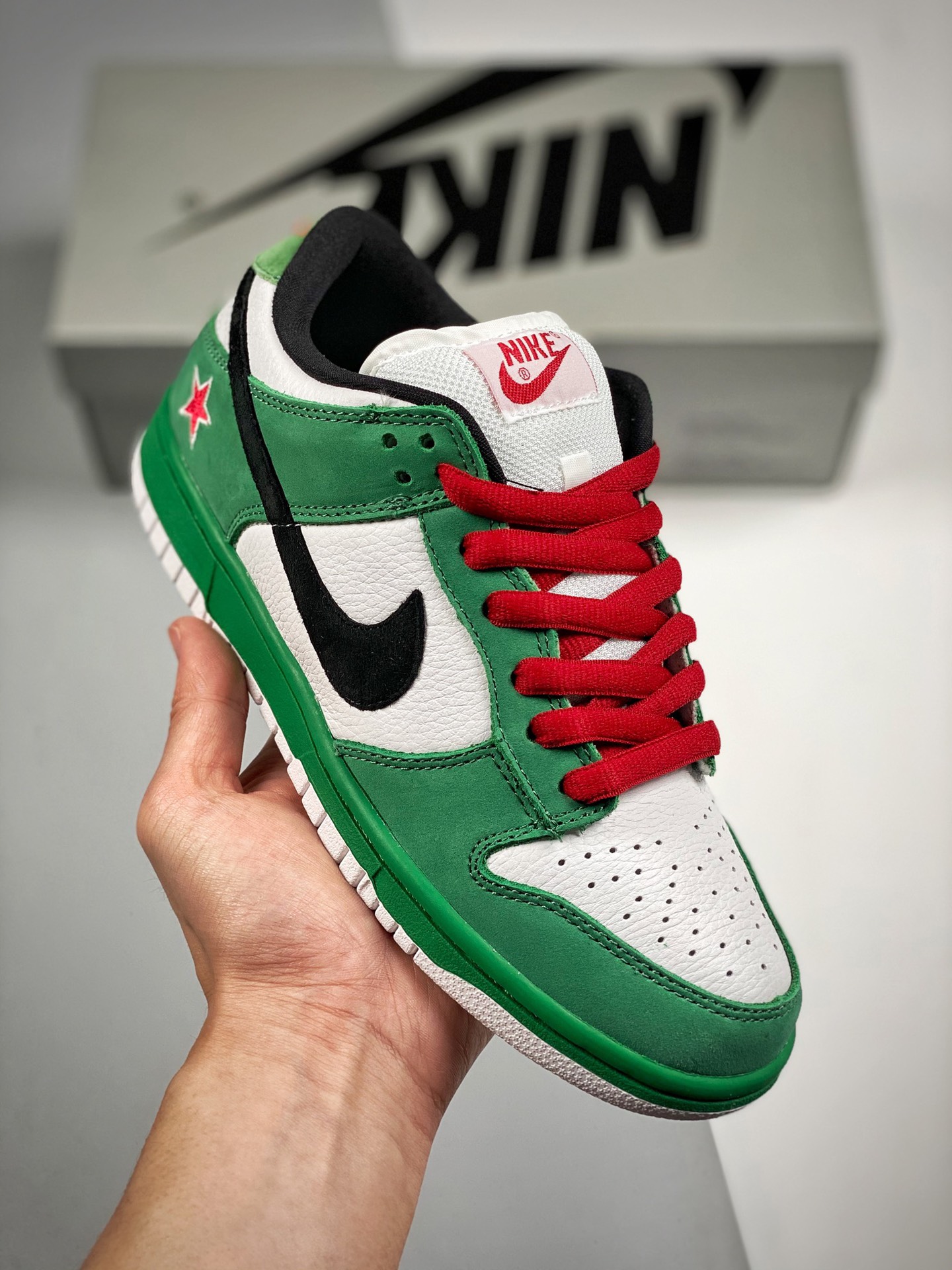 NK Dunk Low Heineken verde, calidad pura original de fábrica, fotos reales primer lanzamiento, material de primera capa…