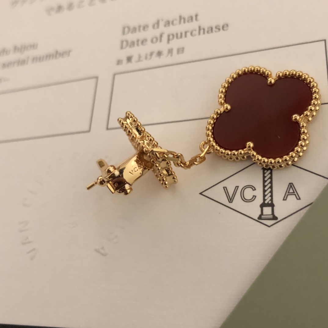 精工版本VANCleef&ArPels梵克雅宝四叶草最新款双花耳拍电镀18k金工艺专柜版本一比一质量超强