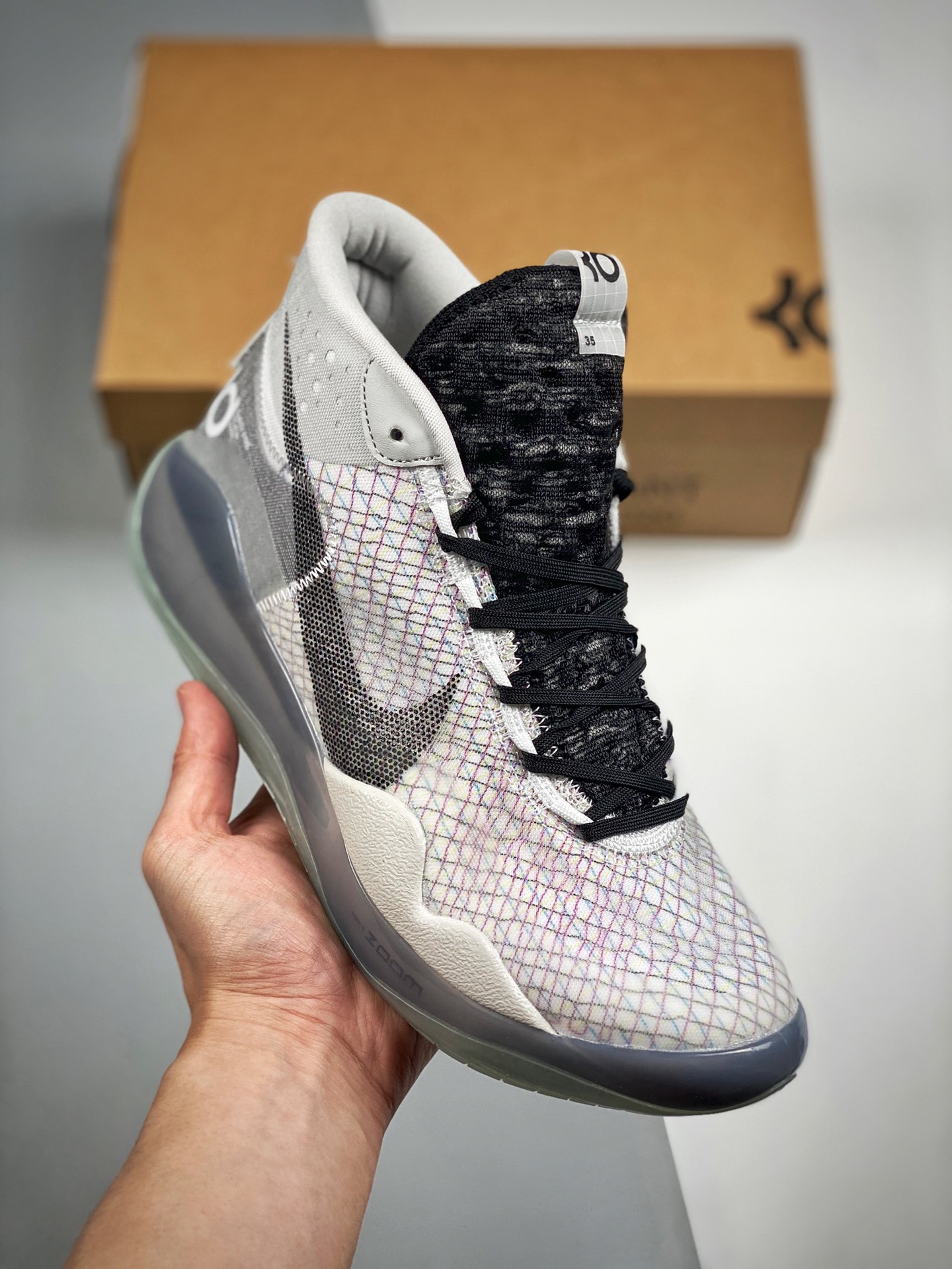 Nike Zoom KD12 EP Luminoso, blanco/gris, Durant 12ª generación "Mejor Zapatilla del Año", oferta exclusiva de…