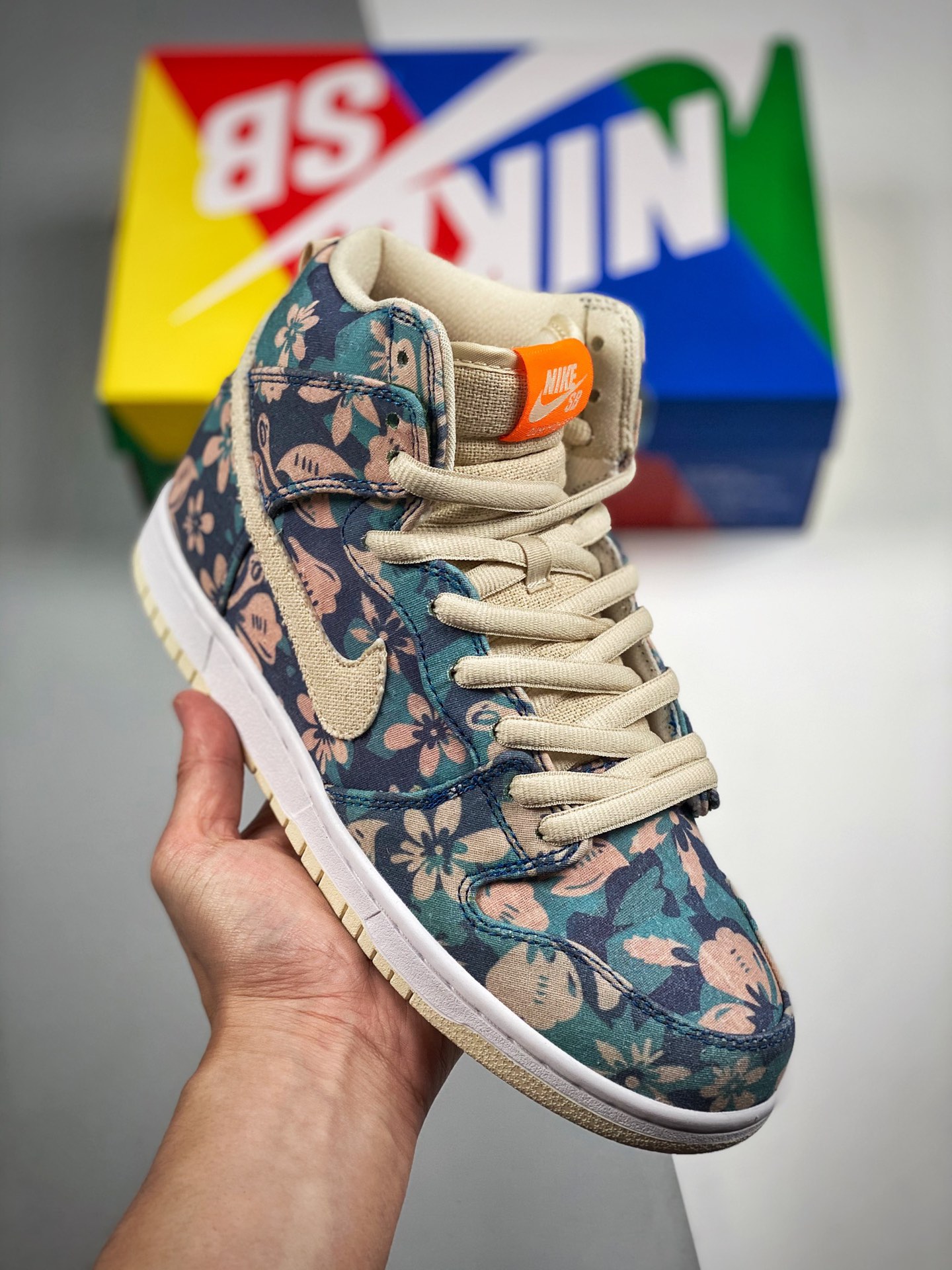 Nike SB Dunk High Pro QS "Hawail" beige, floral, hawaiano, raspa y gana, producción original de fábrica grande #Etiquet…