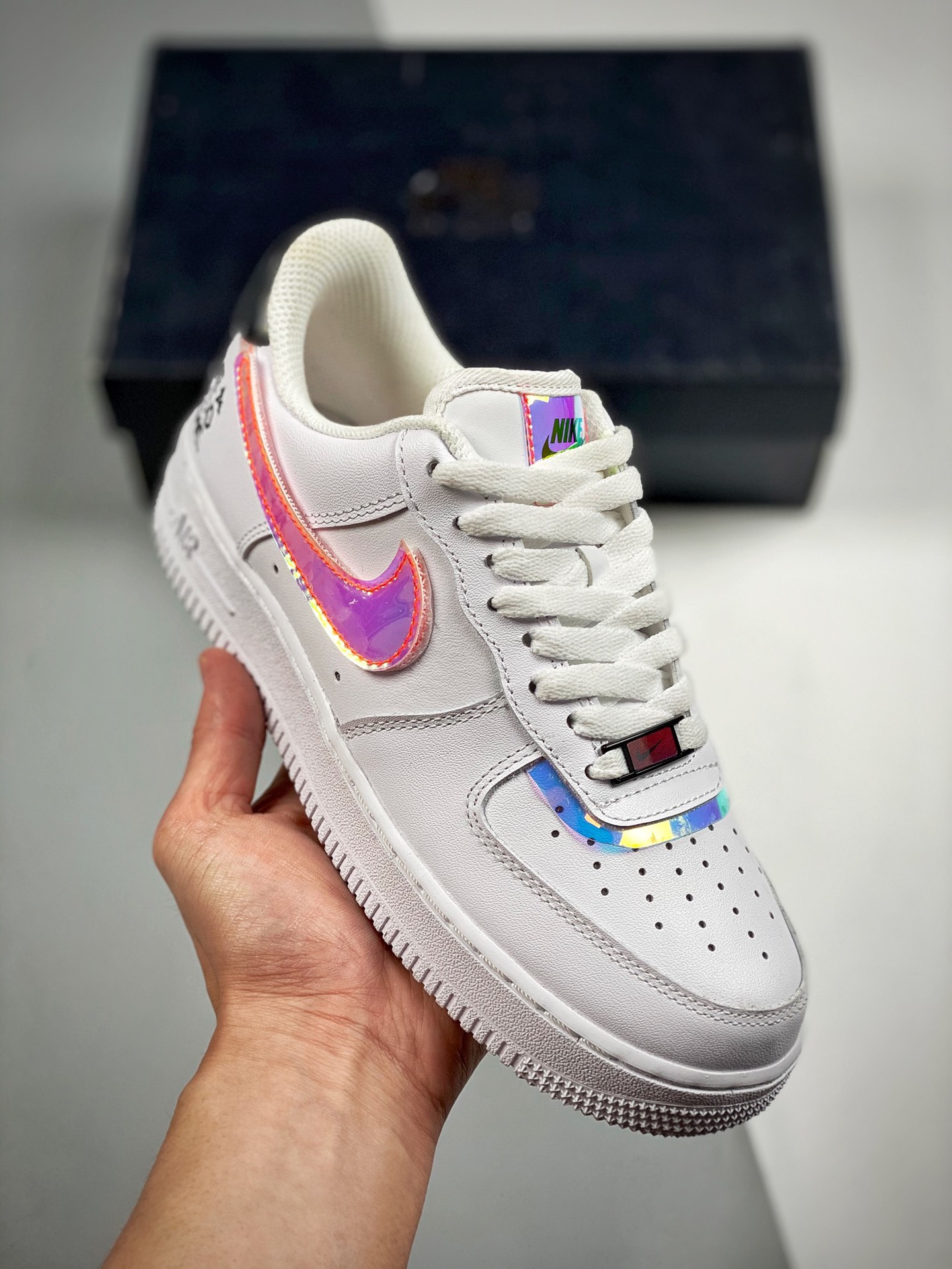 Nike Air Force 1 07 blanco láser colorido, horma original y cartón original, creando la auténtica versión Air Force, en…