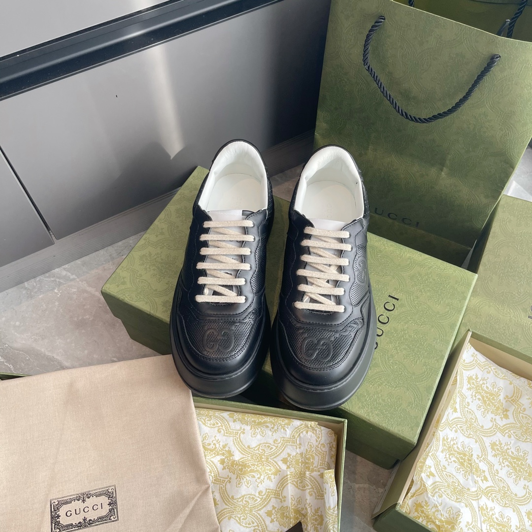 GUCCI 运动鞋 牛皮 羊皮 系带 低帮 小白鞋