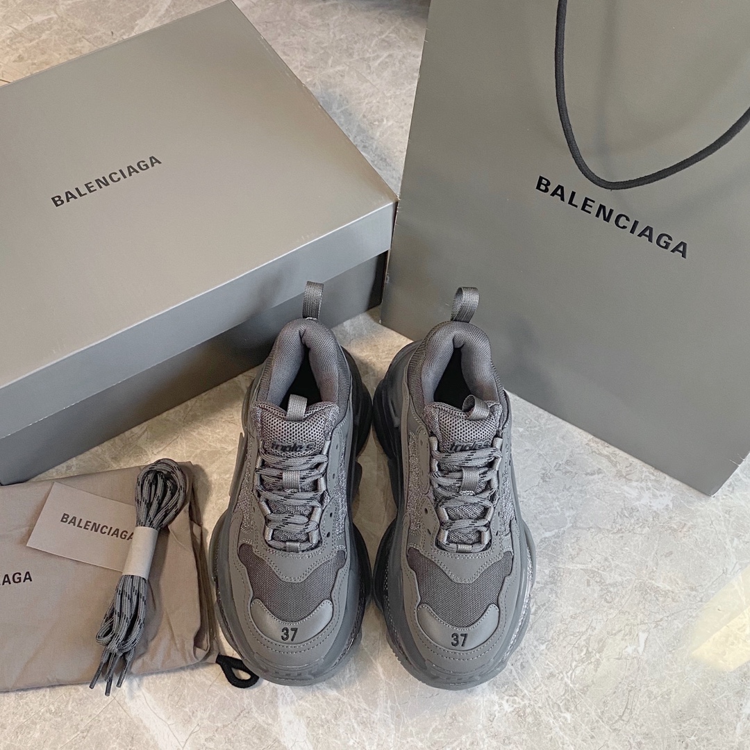 Gris BALENCIAGA · Balenciaga 2021ss nuevo color triple zapatos de papá con colchón de aire de cristal real 🥾…