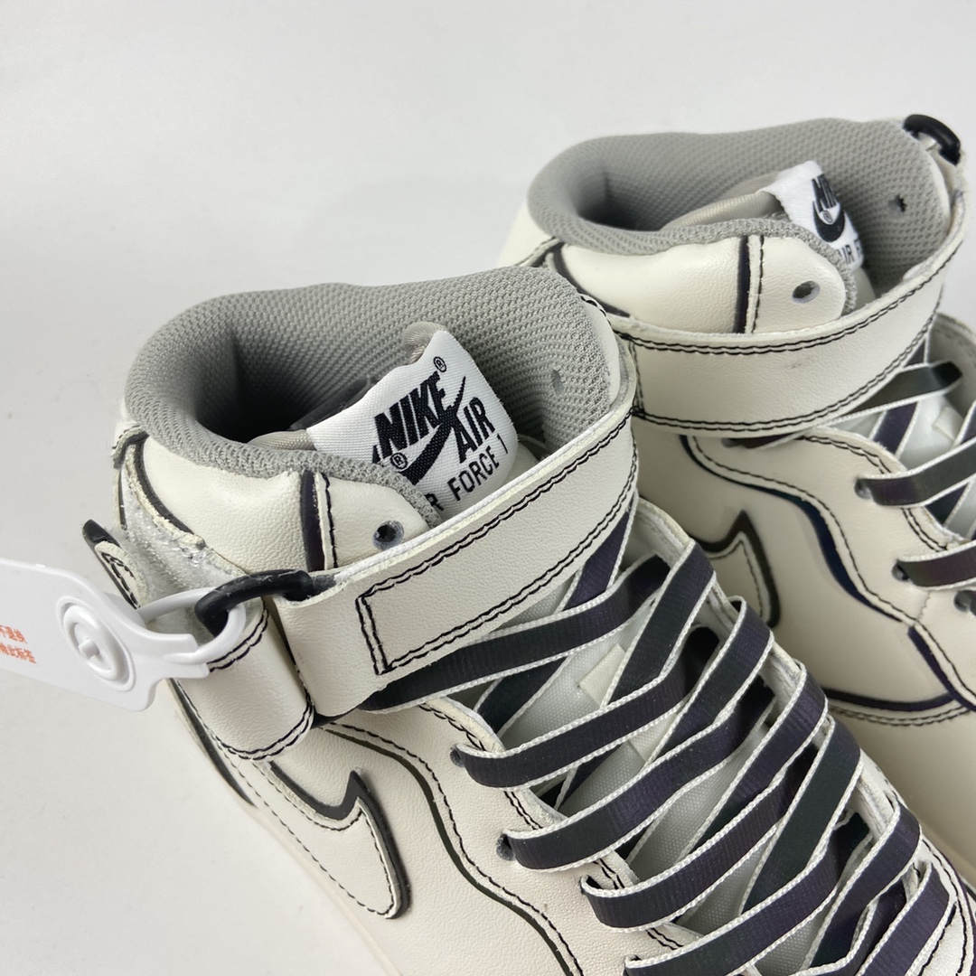 P260  NIKE Air Force 1’07 Mid 镭射米白3M反光中帮休闲运动板鞋 AQ2898-008