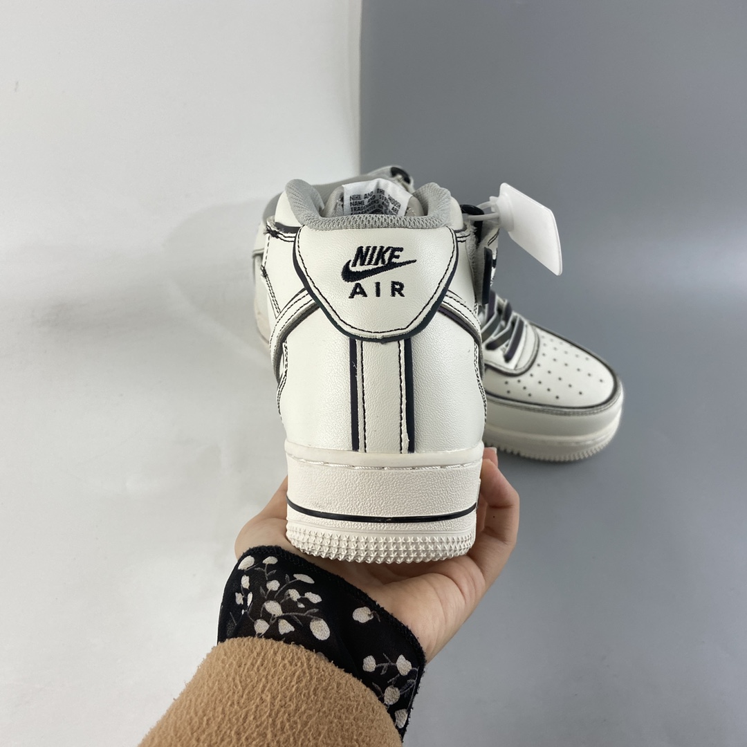 P260  NIKE Air Force 1’07 Mid 镭射米白3M反光中帮休闲运动板鞋 AQ2898-008
