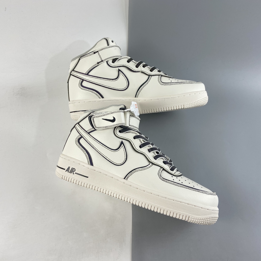 P260  NIKE Air Force 1’07 Mid 镭射米白3M反光中帮休闲运动板鞋 AQ2898-008