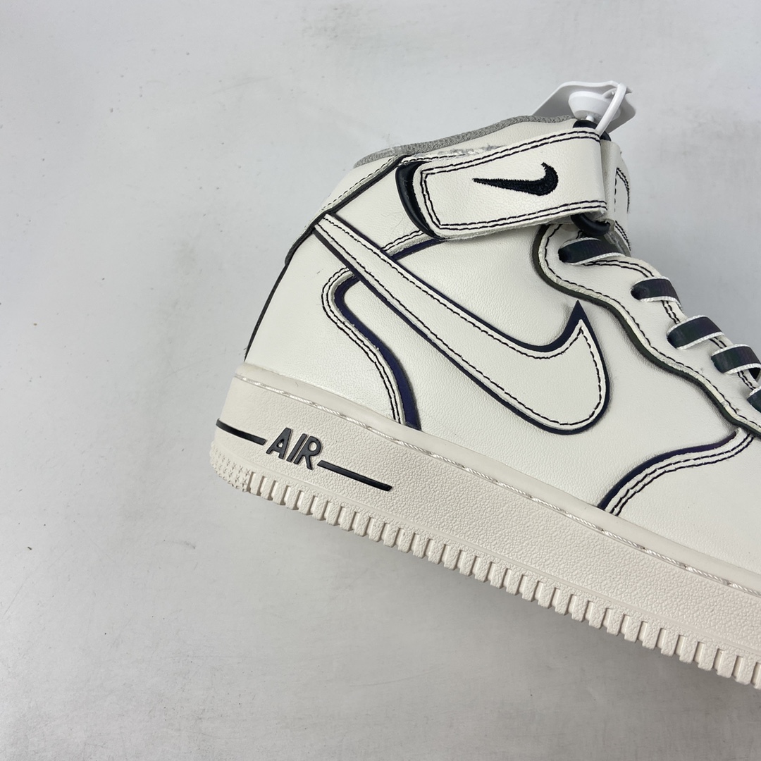 P260  NIKE Air Force 1’07 Mid 镭射米白3M反光中帮休闲运动板鞋 AQ2898-008