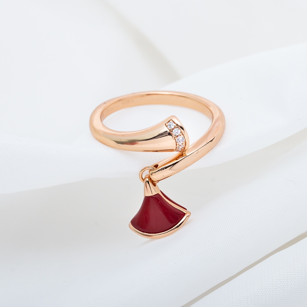 BVLGARI ブルガリ ワイドリング ダブルリングスパイラル スタッズパヴェダイヤモンド 925シルバー厚金メッキ 輸入セラミック-最高品質