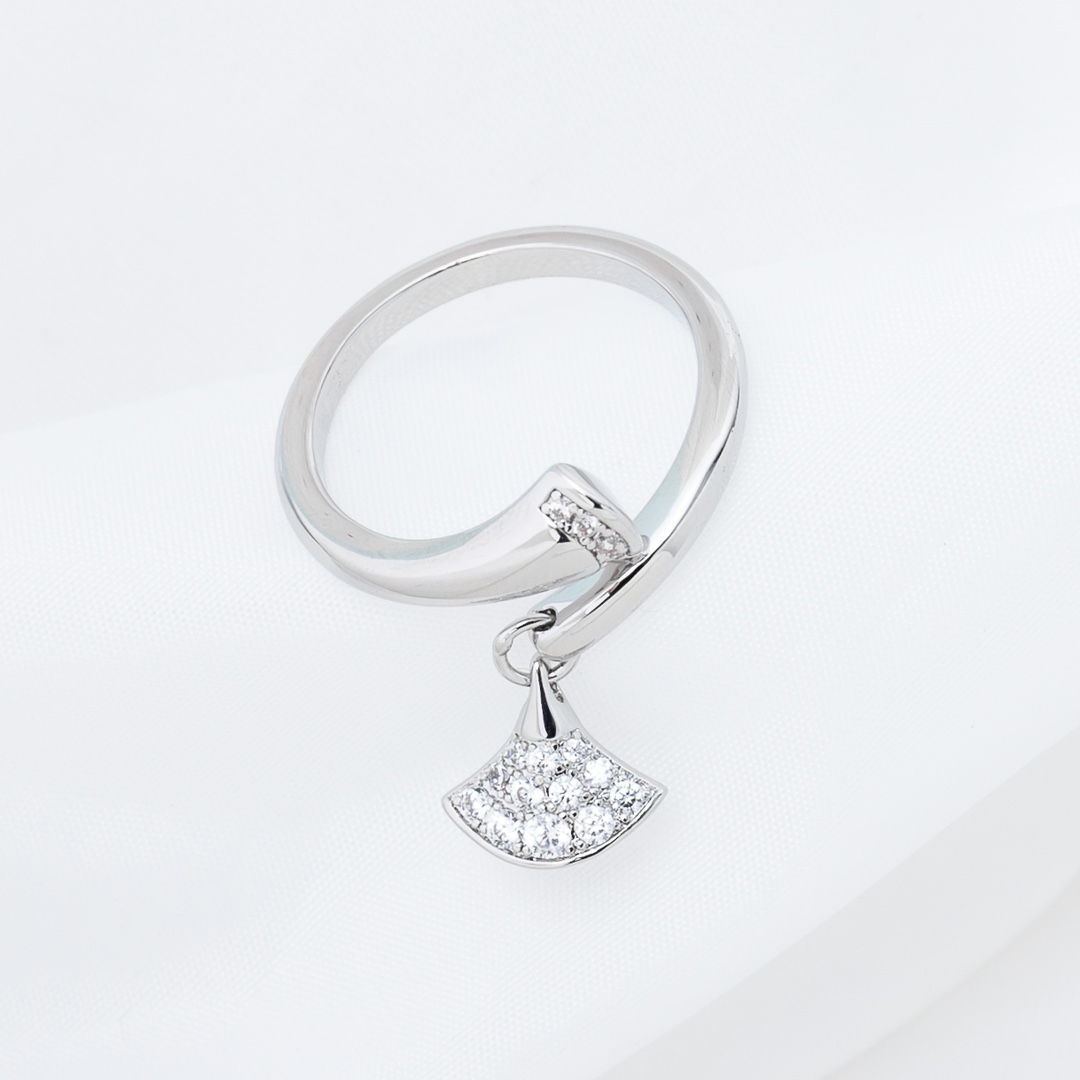 BVLGARI ブルガリ ワイドリング ダブルリングスパイラル スタッズマイクロパヴェ 925シルバー厚金メッキ 輸入セラミック-最高品質