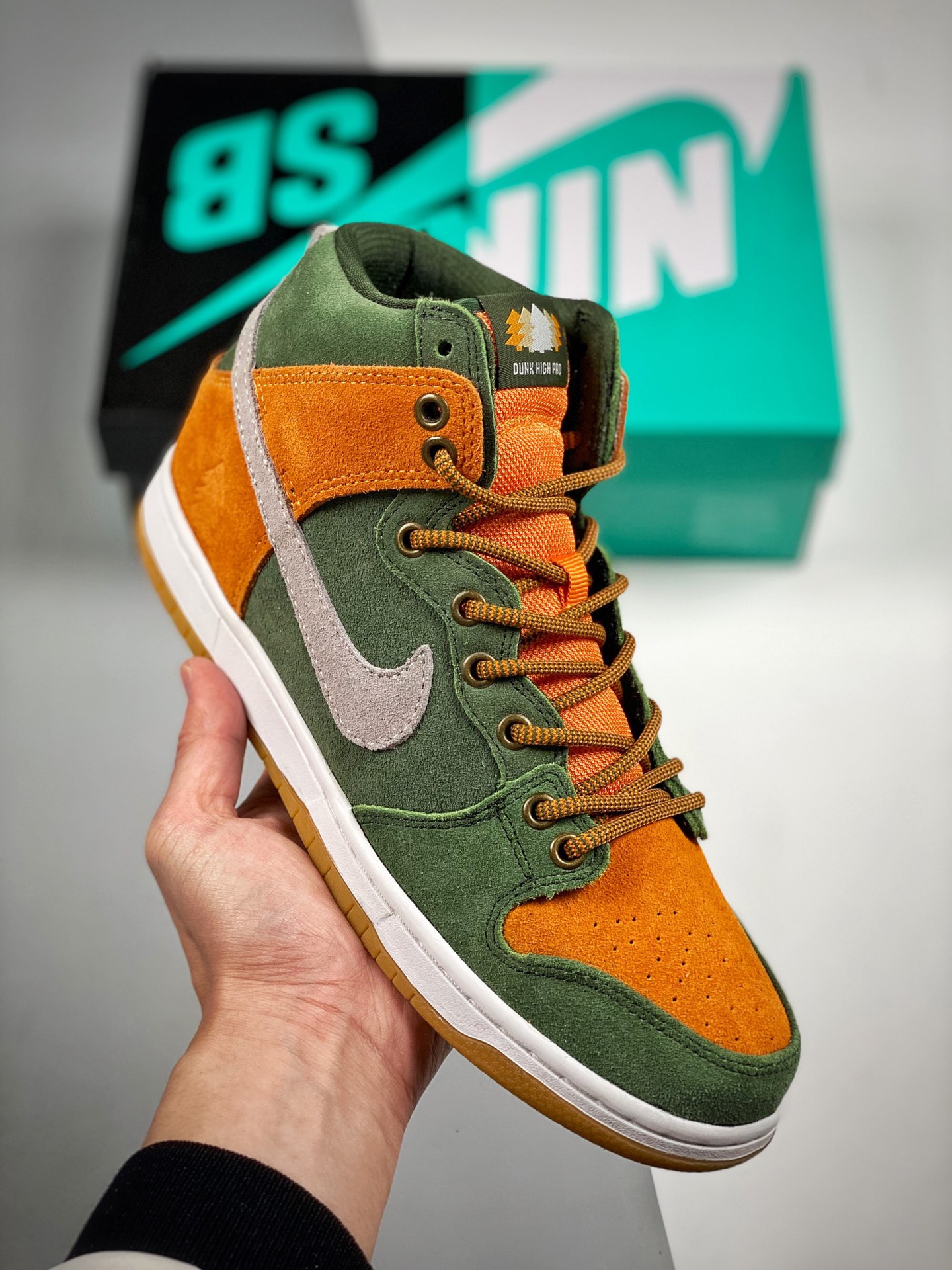 NK Dunk SB High rojo secuoya gris, producción original de fábrica grande, lanzamiento inicial con fotos reales, materia…