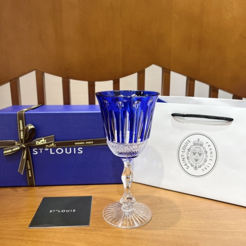 Saint Louis Tommy Blue Crystal Wine Glass, Hand-Cut Luxury Stemware 1 Saint Louis Tommy Blue Crystal Wine Glass, Hand-Cut Luxury Stemware