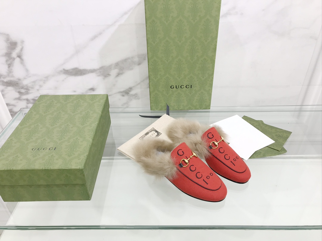 Gucci Shoes Slippers Genuine Leather Wool