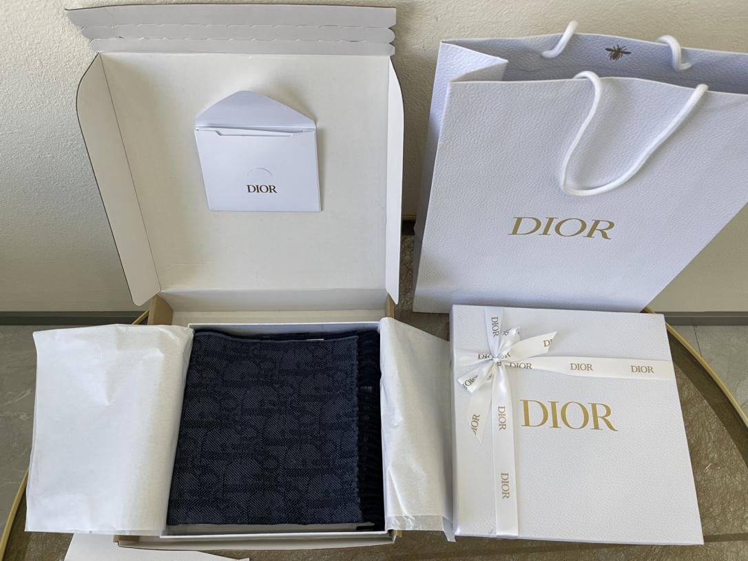 Dior迪奥蓝色 Oblique 印花男女通用围巾