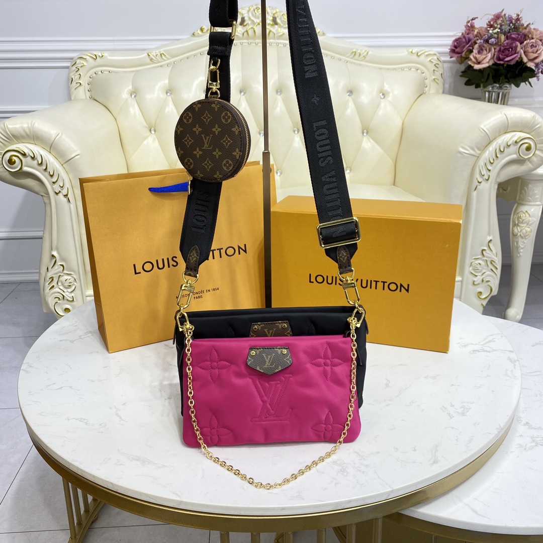 Louis Vuitton LV Multi Pochette Accessoires Buy Bags Handbags Top Quality
 Apricot Color Black Dark Green Red Embroidery Mini M58980