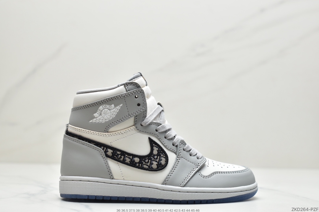 270 迪奥Dior x Air Jordan Brand 1 High OG ”Grey”AJ1乔丹一代运动篮球鞋 CN8607-002
