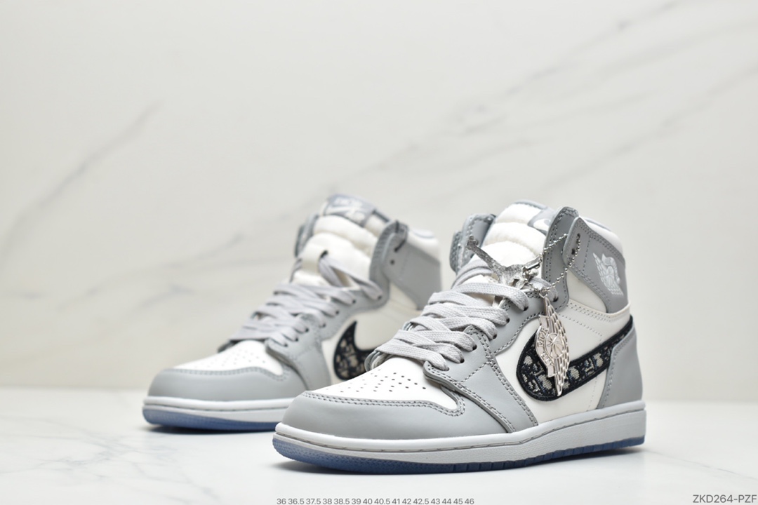 270 迪奥Dior x Air Jordan Brand 1 High OG ”Grey”AJ1乔丹一代运动篮球鞋 CN8607-002