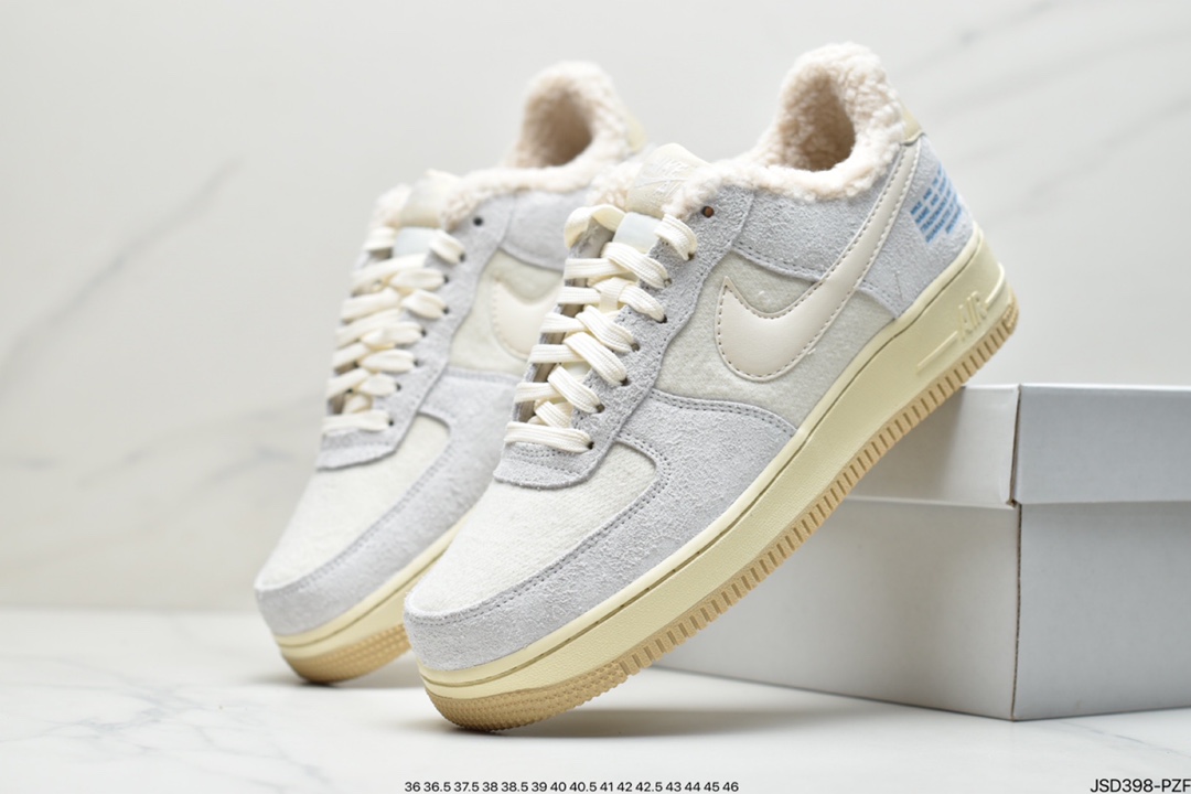 200 耐克Nike Air Force 1 Low 毛绒内里浅卡其空军一号低帮运动休闲板鞋DO7195