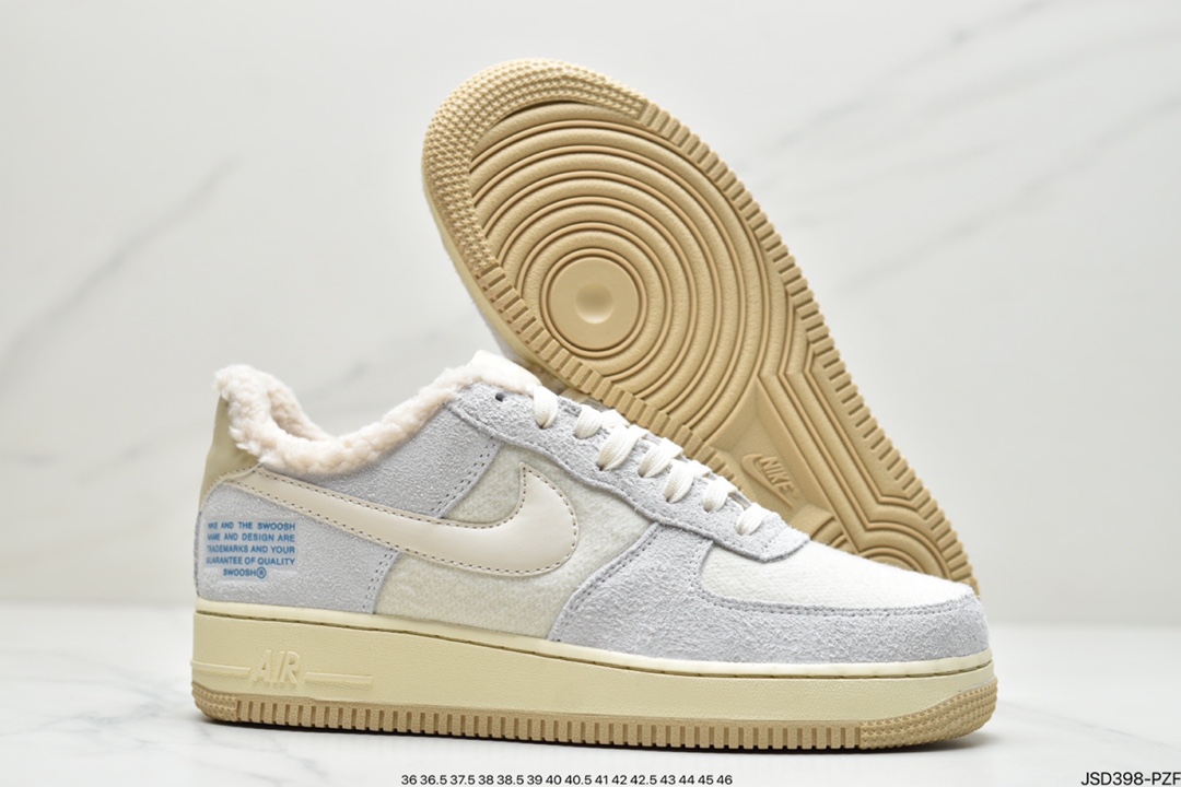 200 耐克Nike Air Force 1 Low 毛绒内里浅卡其空军一号低帮运动休闲板鞋DO7195