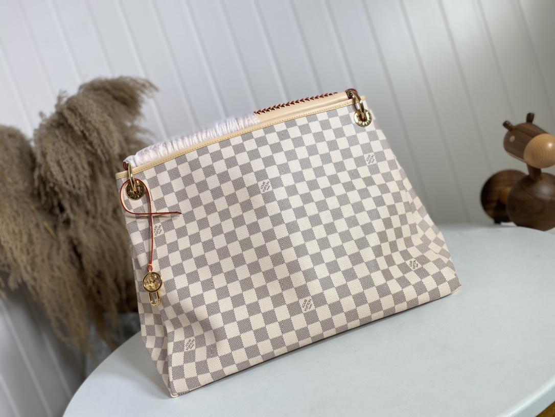 Louis Vuitton LV Artsy Bags Handbags White Yellow Damier Azur Canvas Fashion N40253
