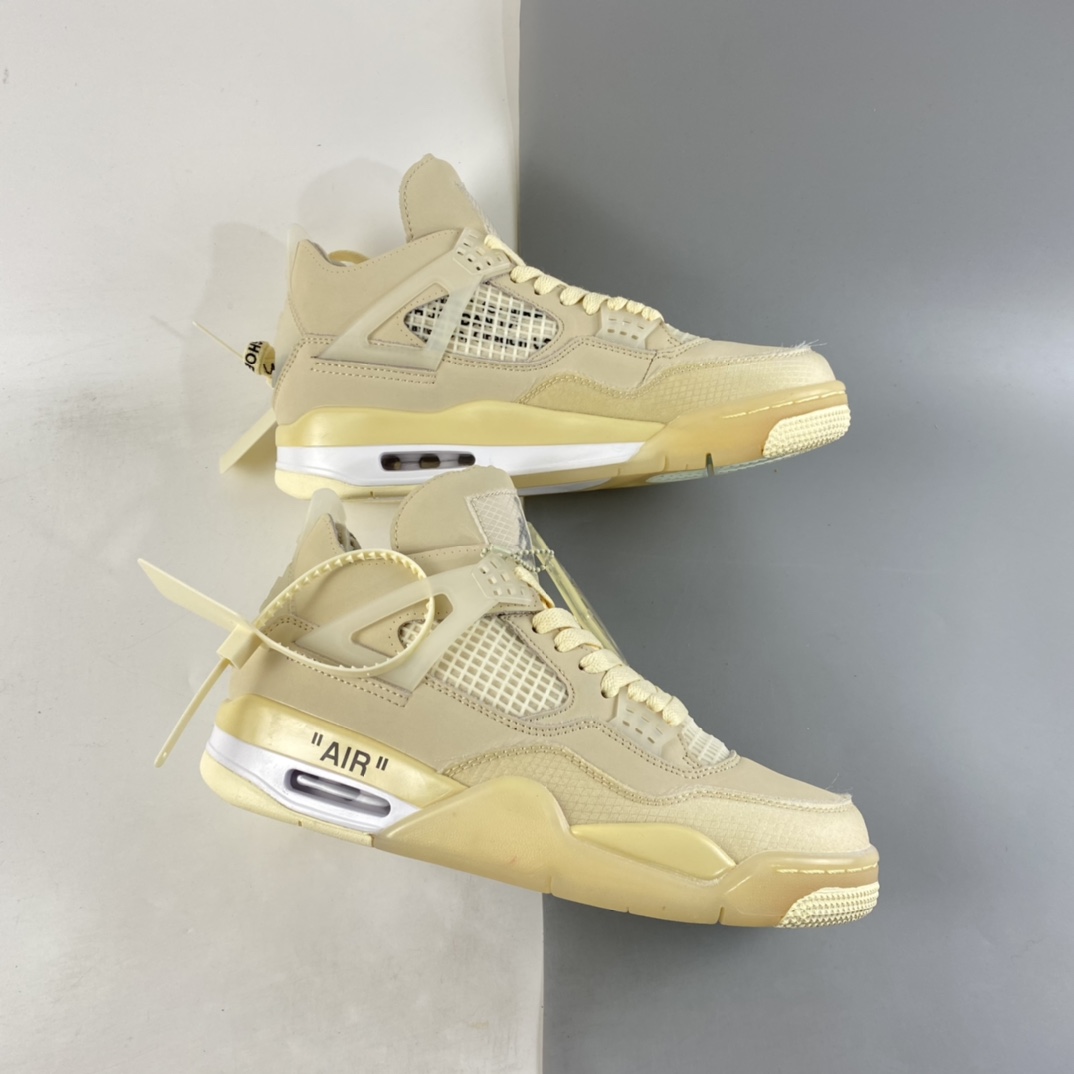 P260  Off-White x Air Jordan 4 Retro ”Cream/Sail” AJ4 乔4中帮复古休闲运动文化篮球鞋 CV9388-100