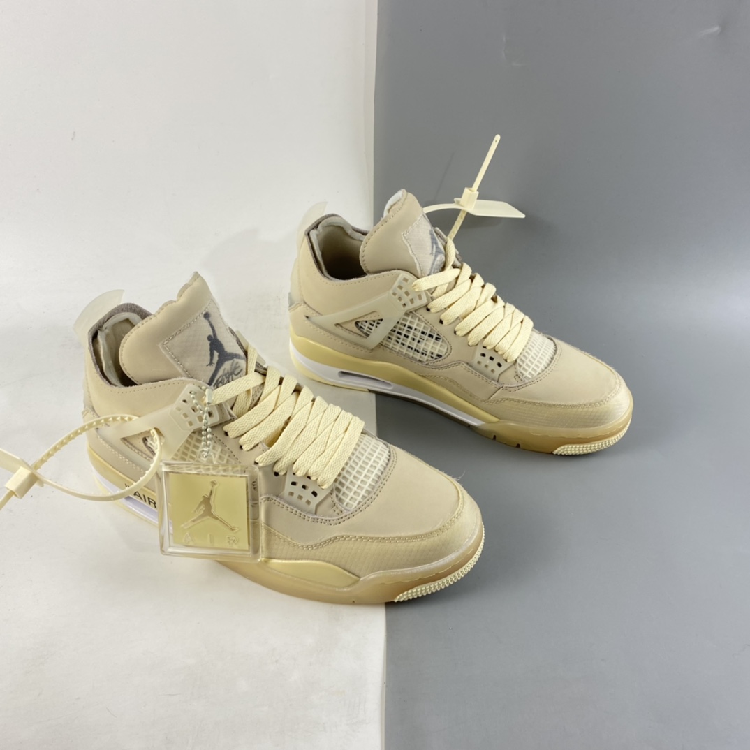 P260  Off-White x Air Jordan 4 Retro ”Cream/Sail” AJ4 乔4中帮复古休闲运动文化篮球鞋 CV9388-100