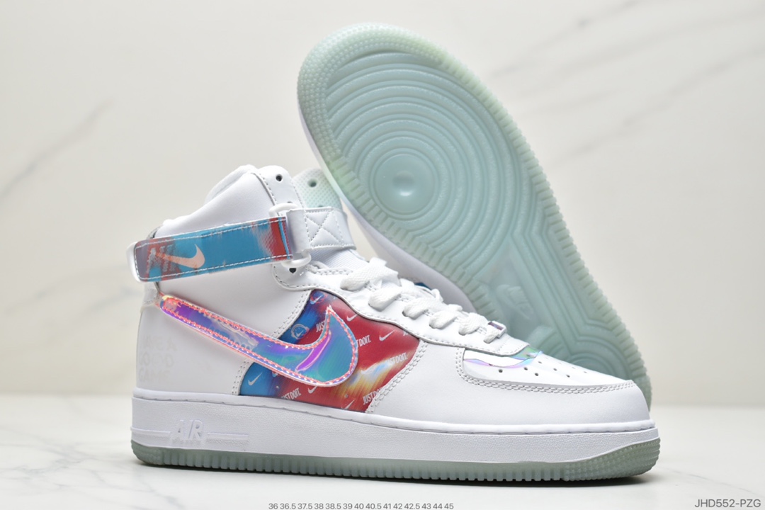 190 耐克Nike AIR FORCE 1  “电玩像素镭射黑-中帮”  亮眼的色彩搭配 DC0831-101