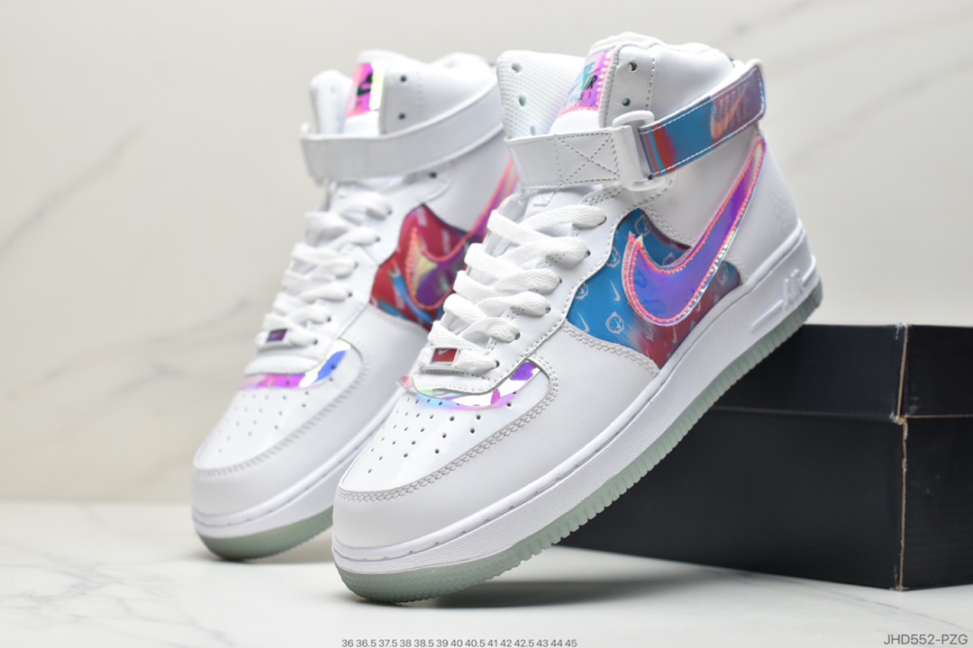 190 耐克Nike AIR FORCE 1  “电玩像素镭射黑-中帮”  亮眼的色彩搭配 DC0831-101