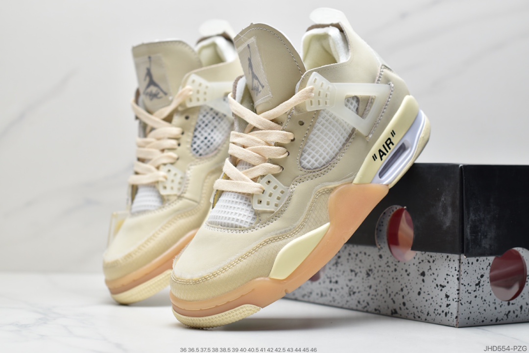 190 OFF-WHITE x Air Jordan 4 SP WMNS米白 CV9388-100