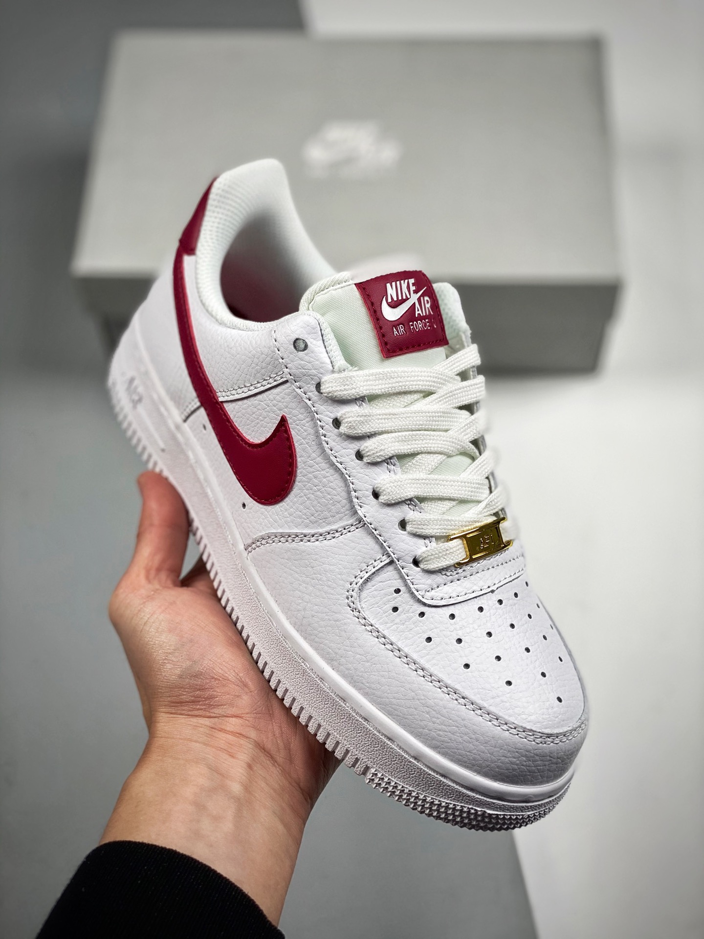 Nike Air Force 1 07 blanco vino tinto, horma y plantilla originales, estilo auténtico de Air Force, enfocado en el cana…