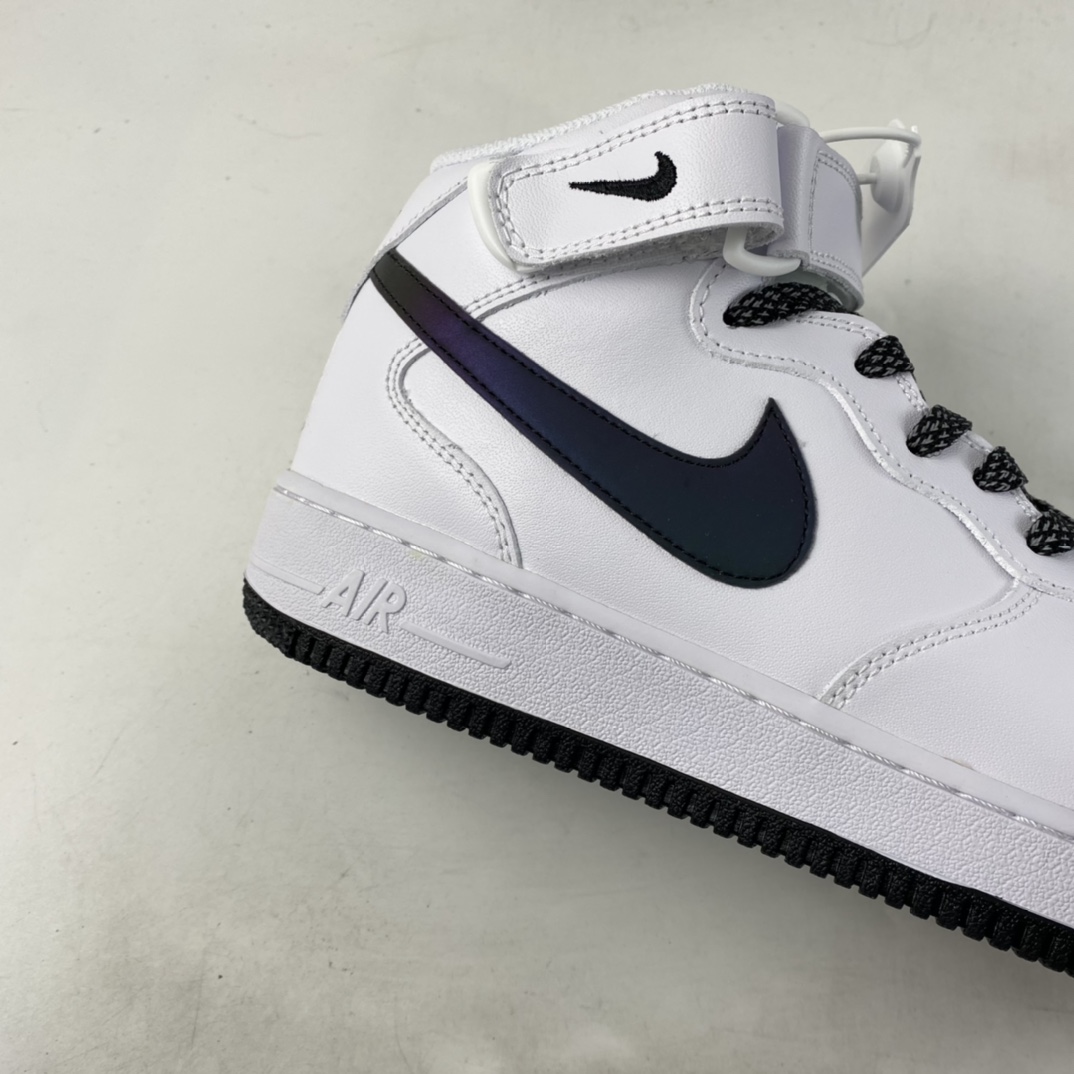 P240  NIKE Air Force 1 AF1 Mid 全白镭射勾中邦板鞋 366731-808