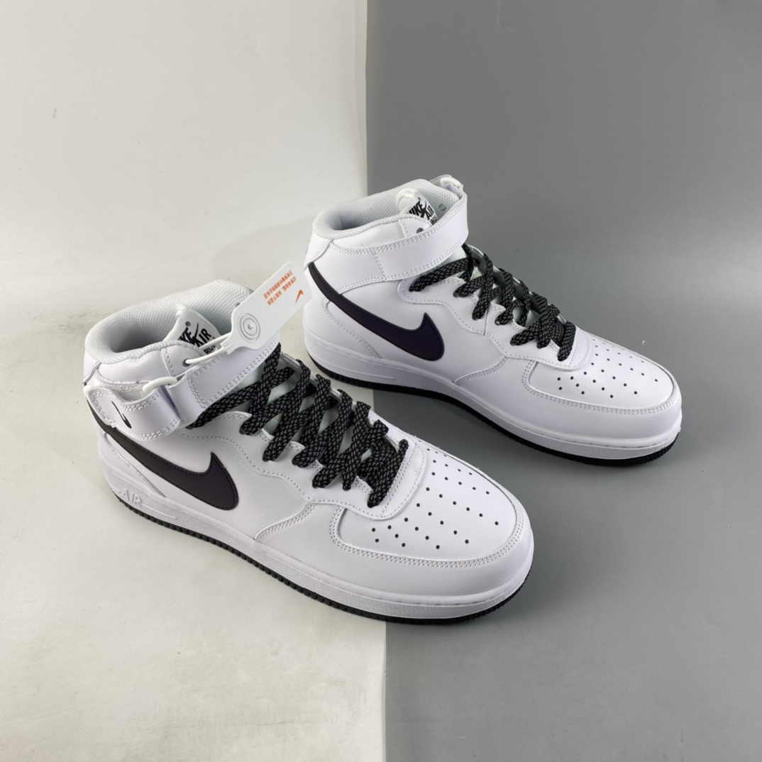 P240  NIKE Air Force 1 AF1 Mid 全白镭射勾中邦板鞋 366731-808