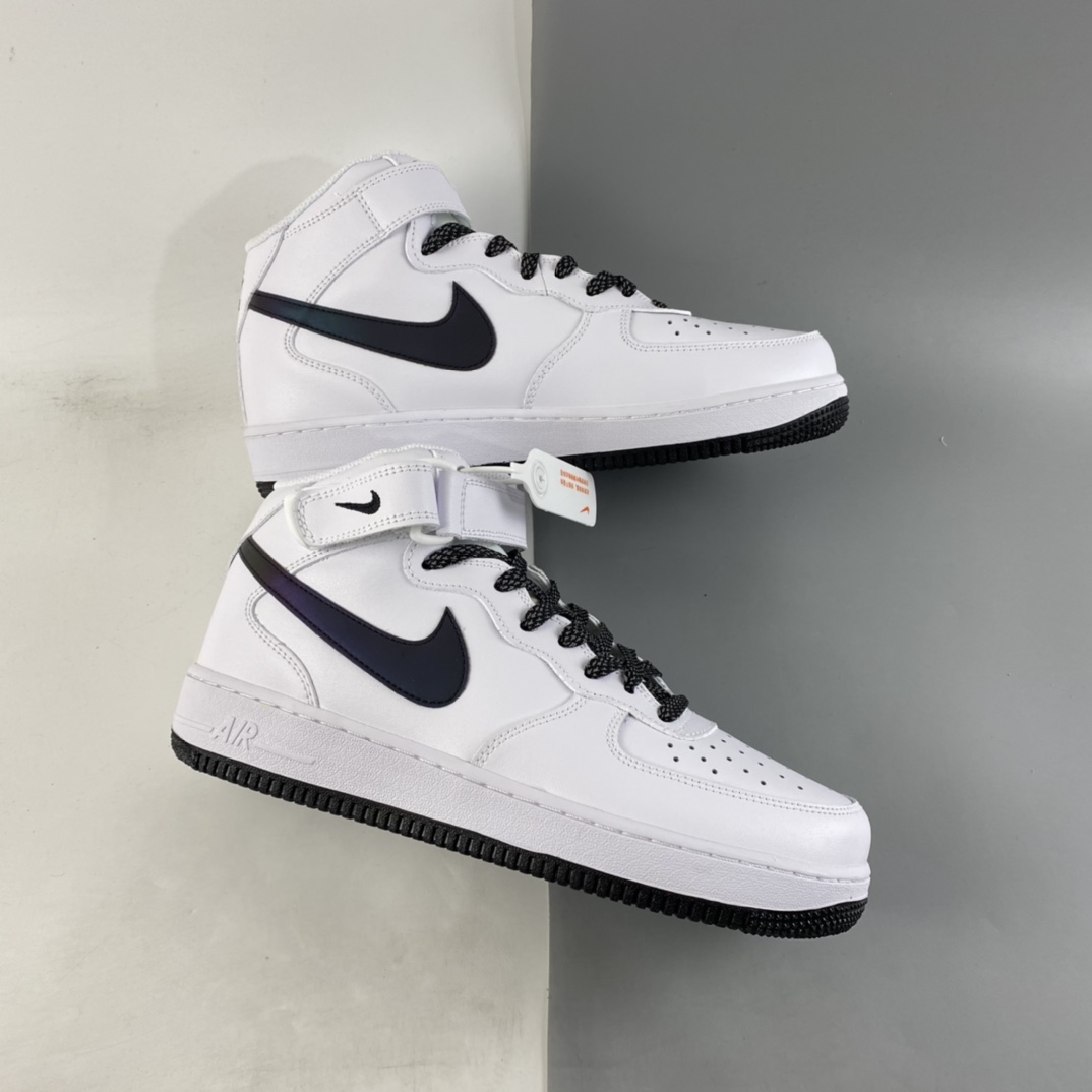 P240  NIKE Air Force 1 AF1 Mid 全白镭射勾中邦板鞋 366731-808