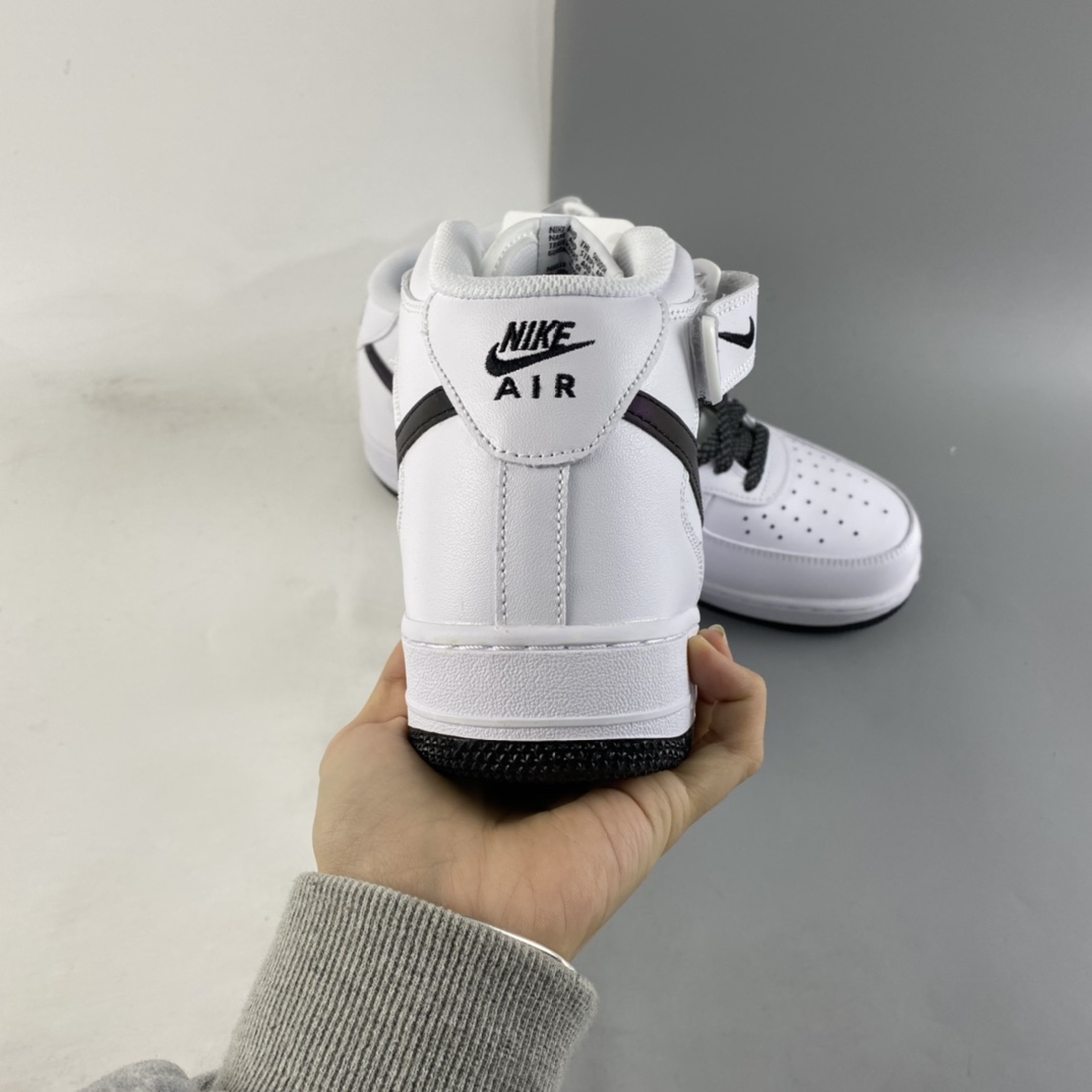 P240  NIKE Air Force 1 AF1 Mid 全白镭射勾中邦板鞋 366731-808