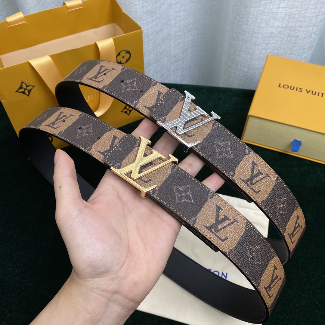 Louis Vuitton Belts Men Calfskin Cowhide