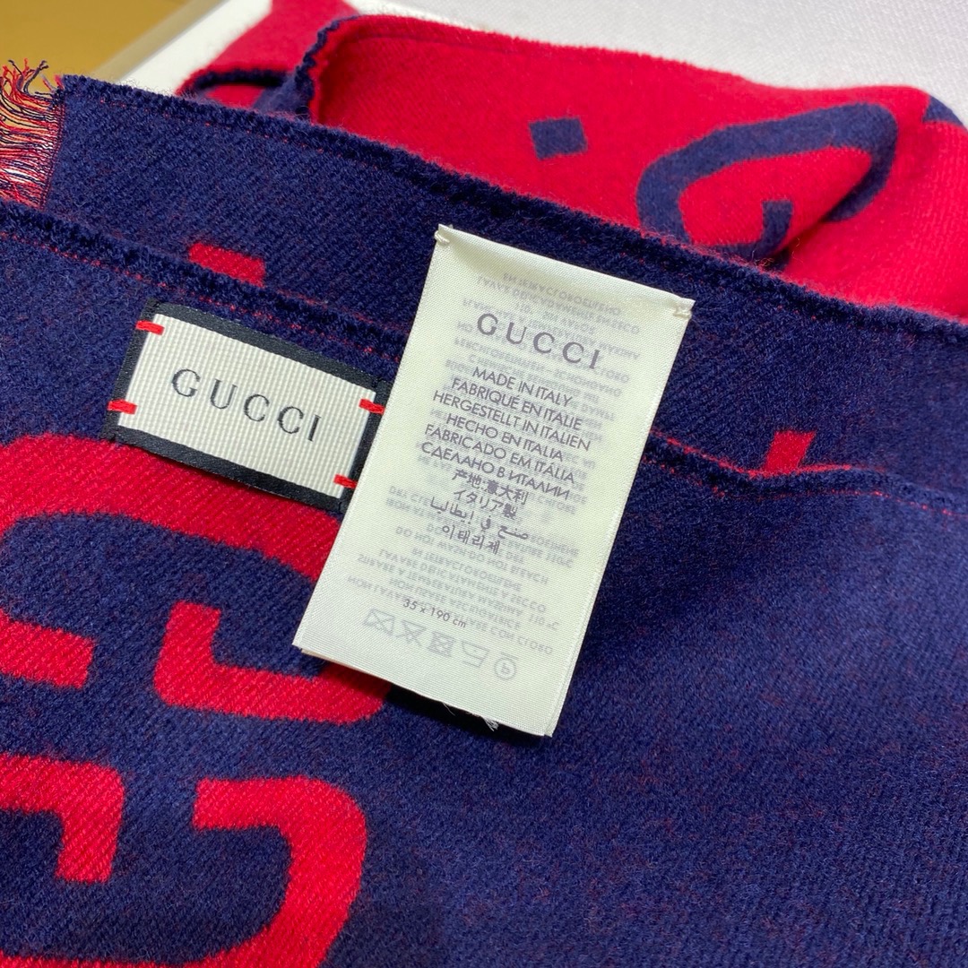 Gucci Wool Silk Blend Scarf with Large Gucci Pattern, 35 x 190 cm 9 i1637915811 1605 7