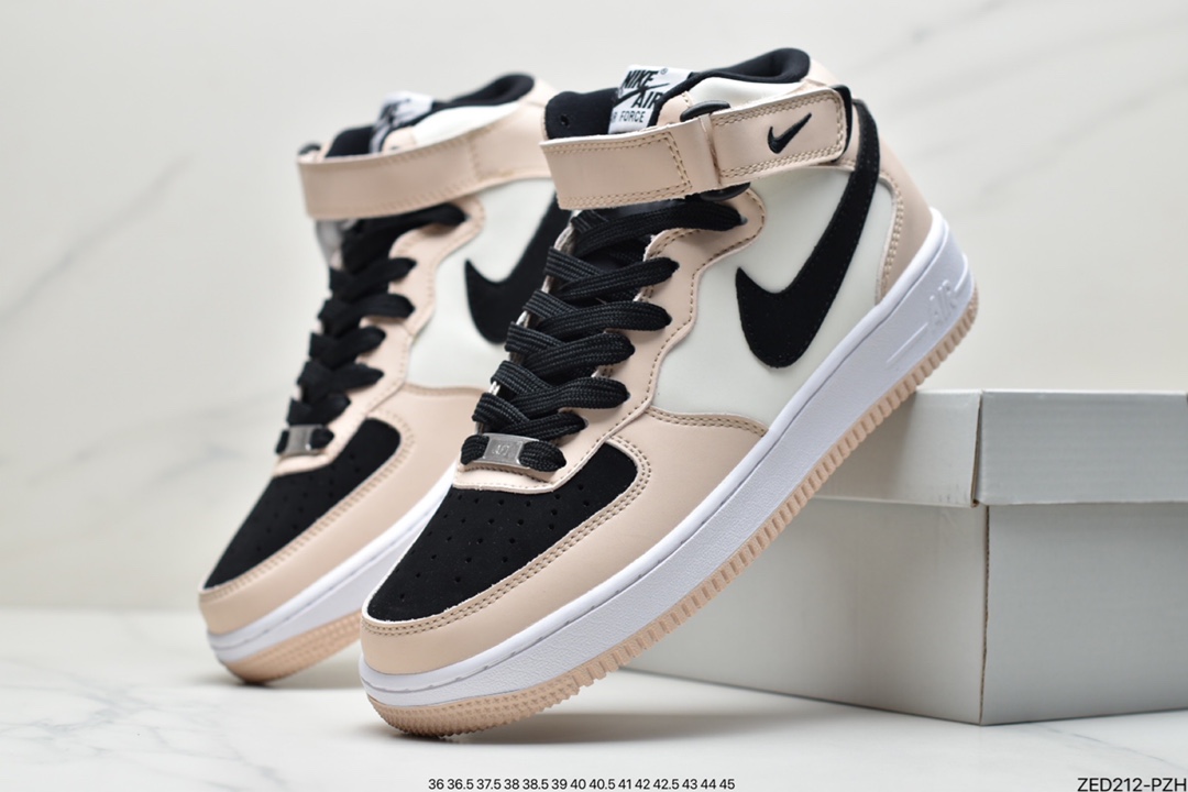 260  Nike Air Force 1 Mid ’07 “米黄黑”中帮空军一号休闲板鞋HD2523-156