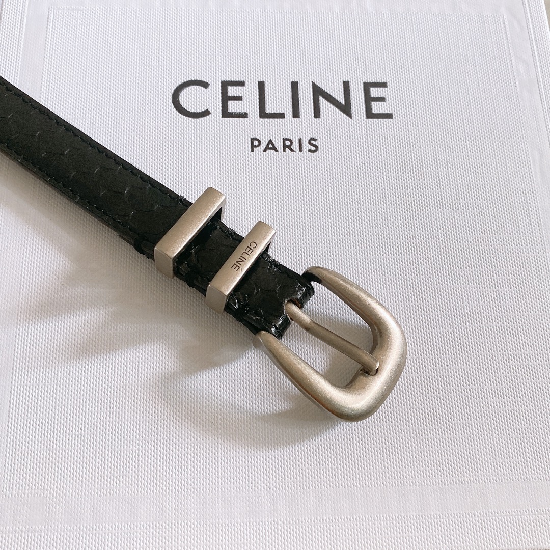 céline光滑牛皮革配ELEGANT腰带.金色.银色金属件！腰带饰有2个金属环.第一个圆环上携刻CEL