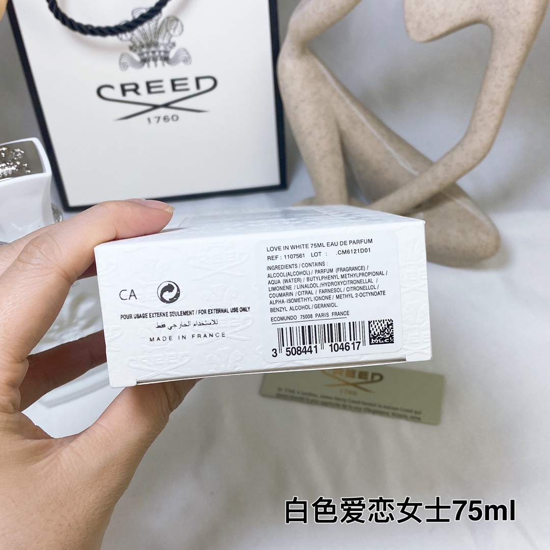 85包邮💰💰💰专柜版
CREED 信仰Love In White白色爱恋女士香水75ml
香调:东方花香调
前调:橙子
中调：鸢尾花水仙花木兰大米茉莉玫瑰
后调:檀香木香草龙涎香
属性:女香白色恋爱
标签：花香脂粉柑橘黄色花白色花木香