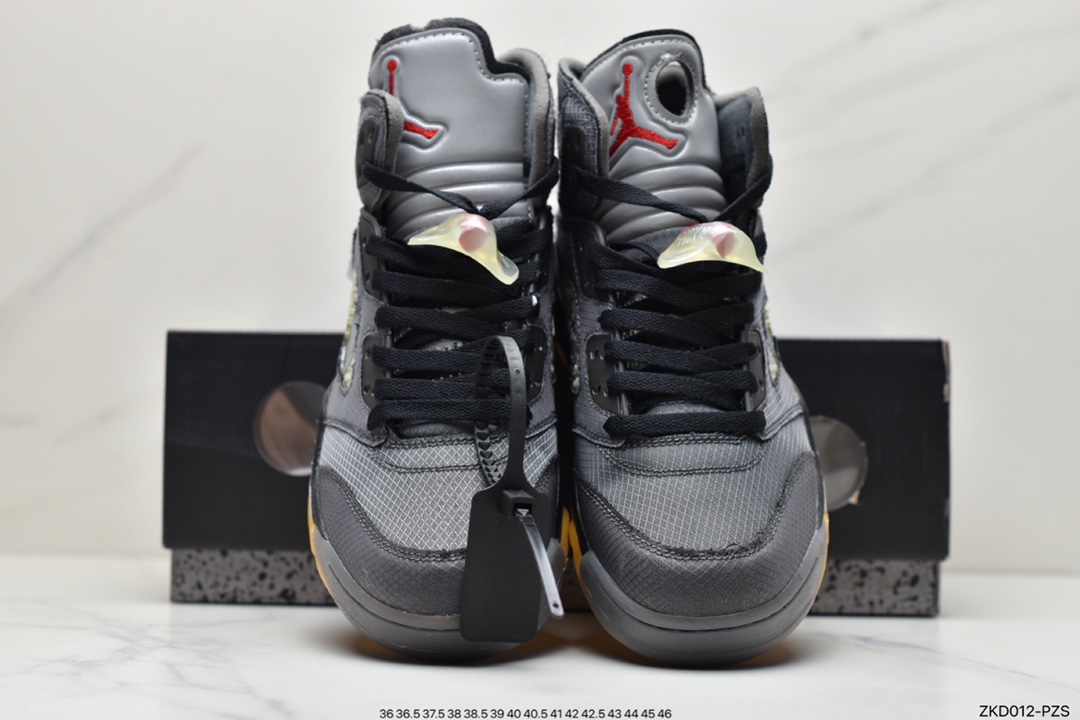 270 Off-White x Air Jordan Retro 5”Sail”乔丹AJ5代中帮复古休闲文化篮球鞋“OW蝉翼冰淇淋米白红黑”CT8480-100