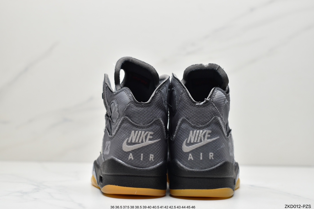 270 Off-White x Air Jordan Retro 5”Sail”乔丹AJ5代中帮复古休闲文化篮球鞋“OW蝉翼冰淇淋米白红黑”CT8480-100