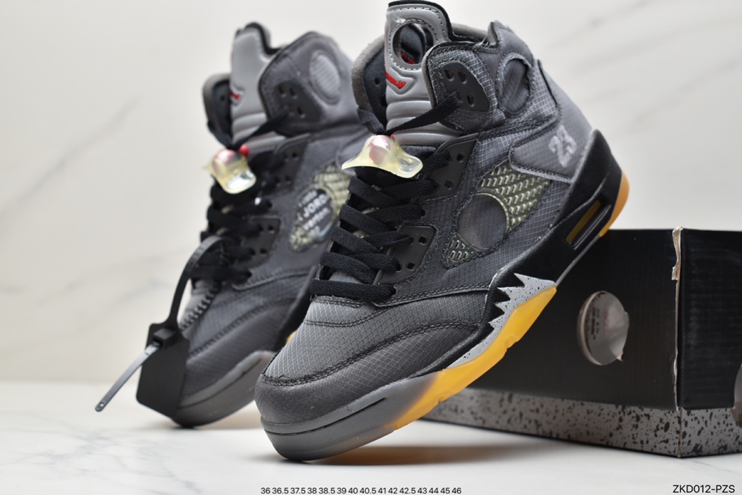270 Off-White x Air Jordan Retro 5”Sail”乔丹AJ5代中帮复古休闲文化篮球鞋“OW蝉翼冰淇淋米白红黑”CT8480-100